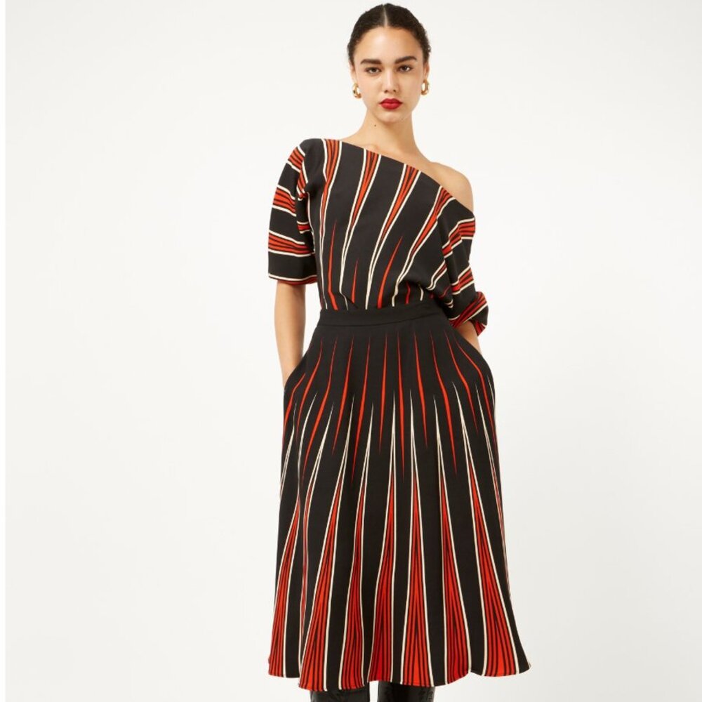 Worn on And Just Like That: Equipment striped skirt & top (Size UK 4)